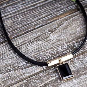 🖤🖤🖤 Leather & 14k Gold Plated Pendant Necklace 🖤🖤🖤